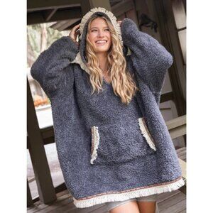 Natural Life Oversized Blanket Hoodie in Charcoal One Size Lounge Cozy